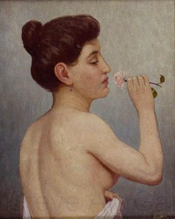 Alfred Hirv Nude with a rose France oil painting art